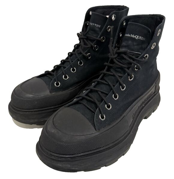 Alexander McQueen Canvas High Top Boots Black Lug Sole Sneakers EU 43.5 Designer main image 14